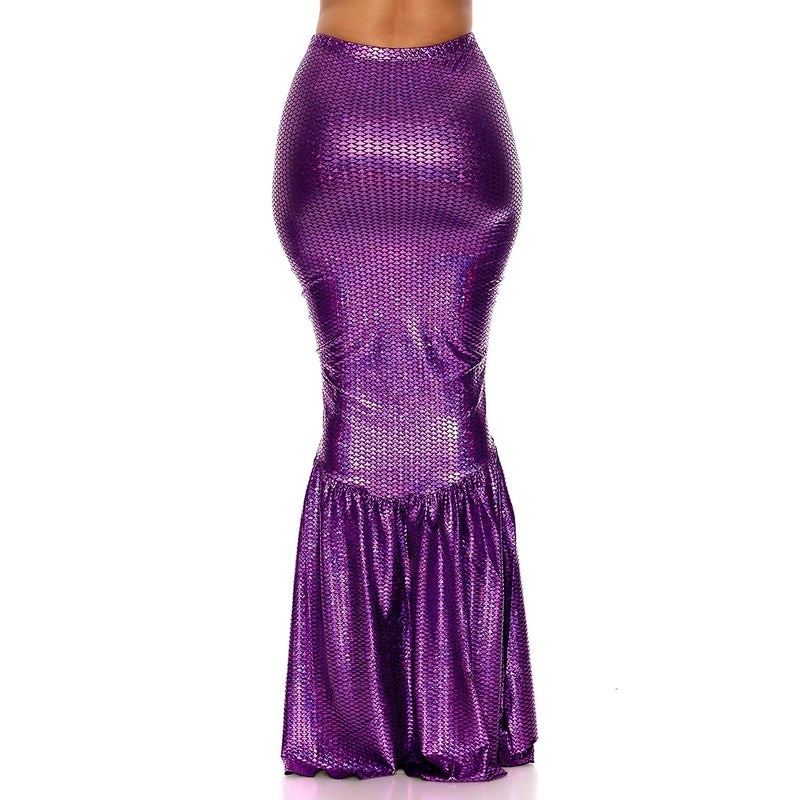 Forplay Mermaid Skirt with Hologram Finish â€“ High Waist for Slim Fit â€“ Fish Scale Fin Costume for Women â€“ Halloween Maxi Skirt Costume, Turquoise, Purple, S/M - Image 2